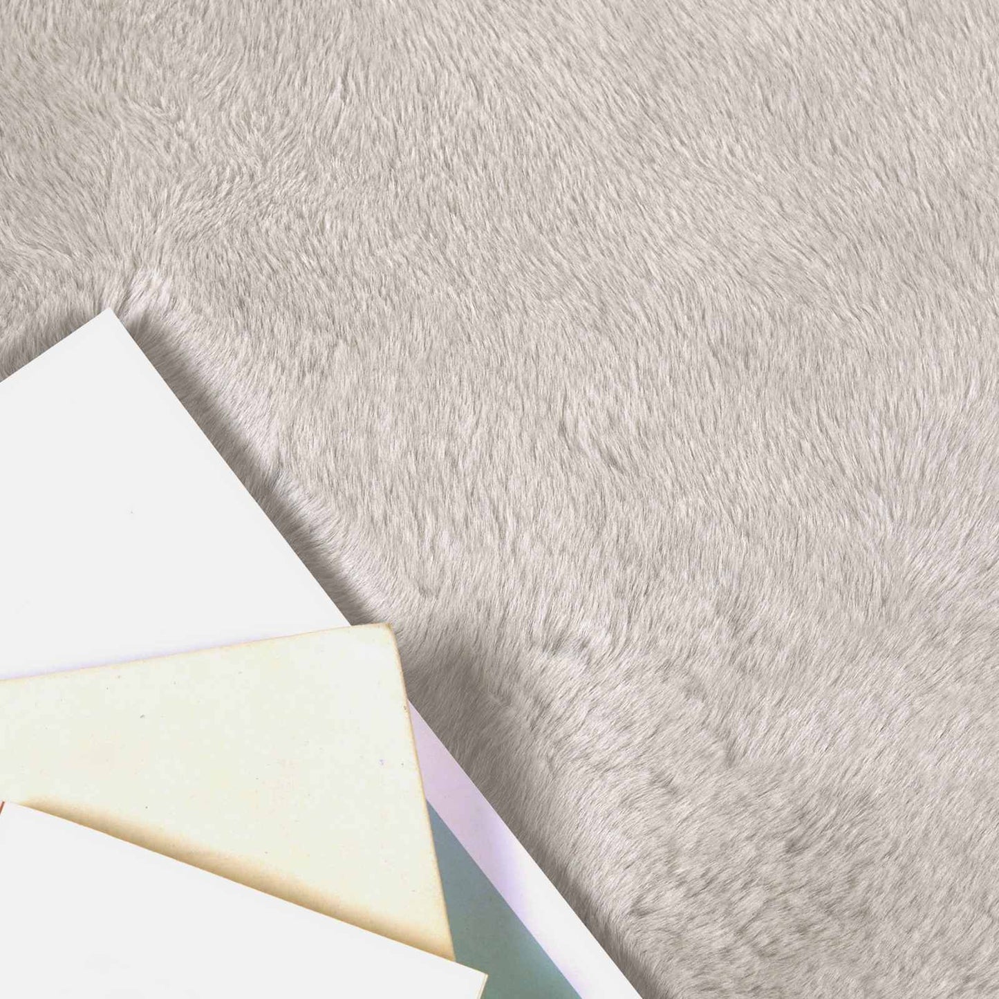 Anti-Slip Faux Rabbit Fur Rug OLITE Beige 80 x 120 cm Polyester