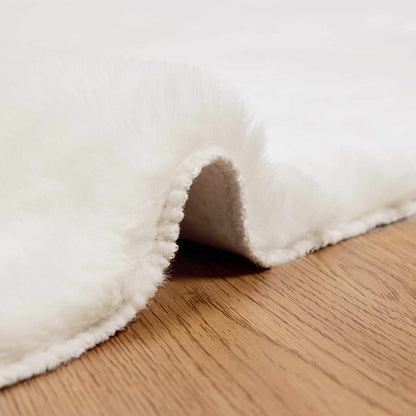 Anti-Slip Faux Rabbit Fur Rug OLITE Cream 80 x 200 cm Polyester