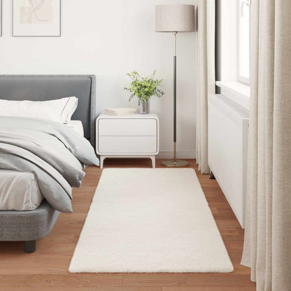 Anti-Slip Faux Rabbit Fur Rug OLITE Cream 80 x 200 cm Polyester