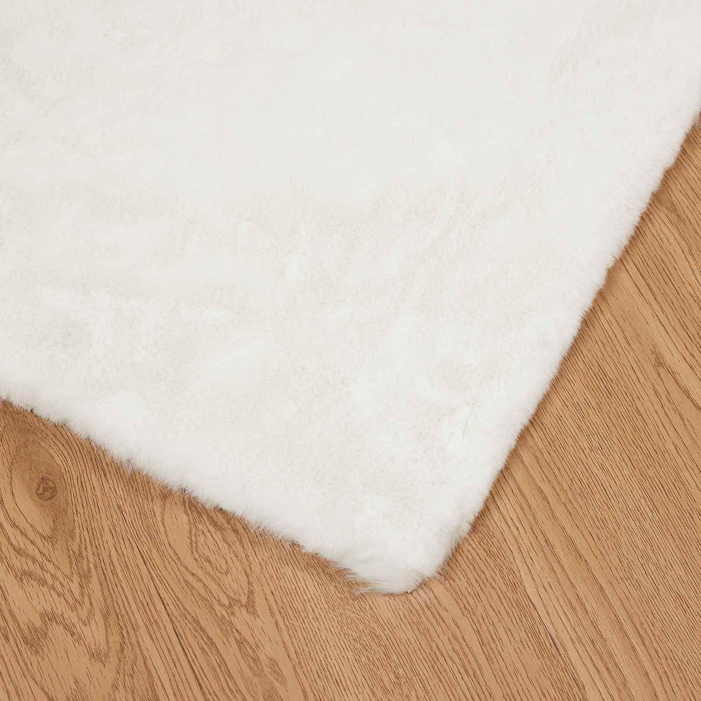 Anti-Slip Faux Rabbit Fur Rug OLITE Cream 120 x 120 cm