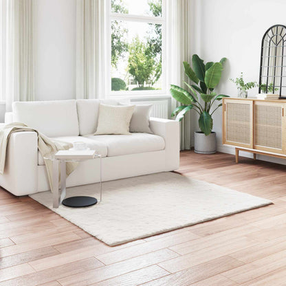 Anti-Slip Faux Rabbit Fur Rug OLITE Cream 120 x 120 cm