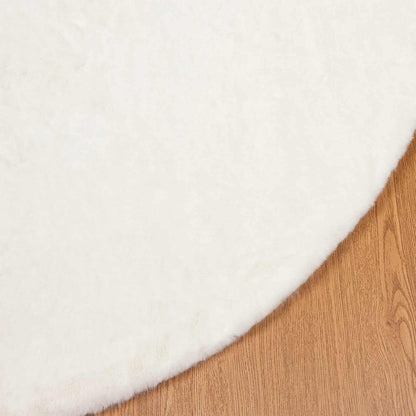 Anti-Slip Faux Rabbit Fur Rug OLITE Cream Ø 120 cm Polyester