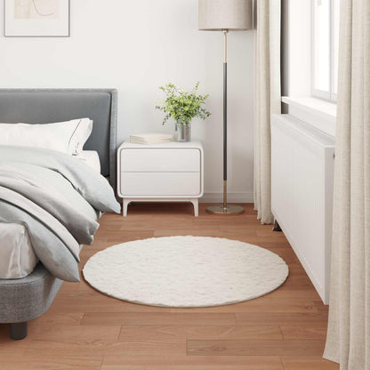 Anti-Slip Faux Rabbit Fur Rug OLITE Cream Ø 120 cm Polyester
