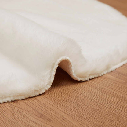Anti-Slip Faux Rabbit Fur Rug OLITE Cream 60 x 90 cm Polyester