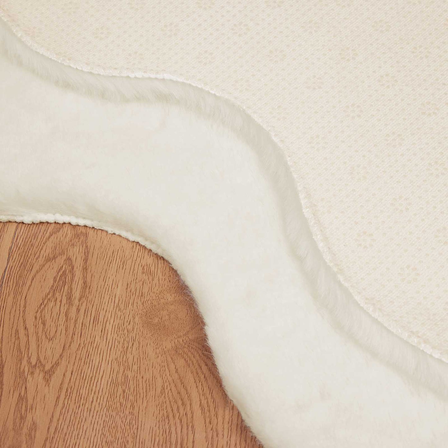 Anti-Slip Faux Rabbit Fur Rug OLITE Cream 60 x 90 cm Polyester