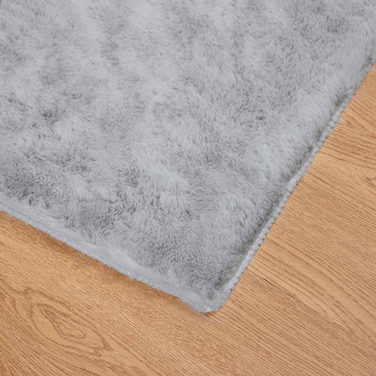 Anti-Slip Faux Rabbit Fur Rug OLITE Grey 80 x 150 cm Polyester