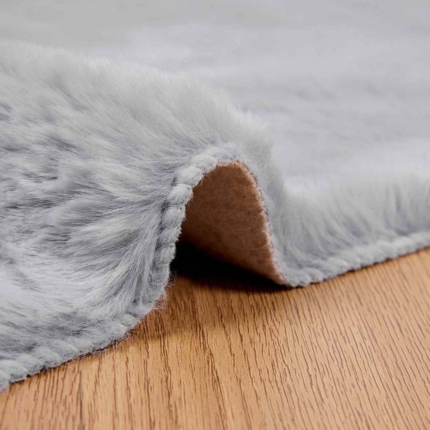 Anti-Slip Faux Rabbit Fur Rug OLITE Grey 80 x 200 cm Polyester