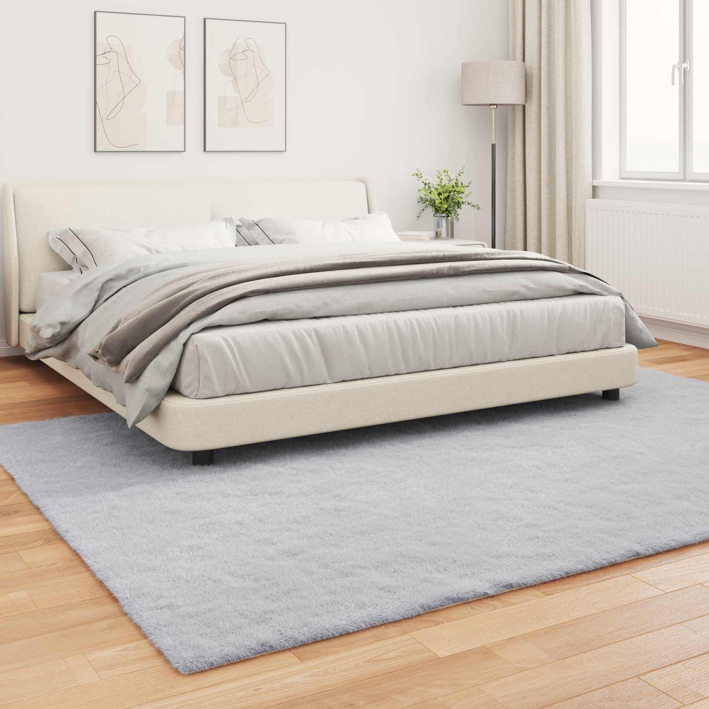 Anti-Slip Faux Rabbit Fur Rug OLITE Grey 240 x 340 cm Polyester