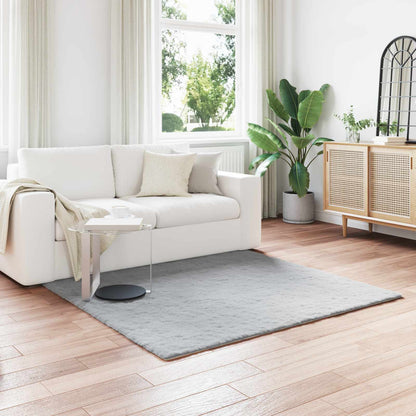 Anti-Slip Faux Rabbit Fur Rug OLITE Grey 120 x 120 cm Polyester