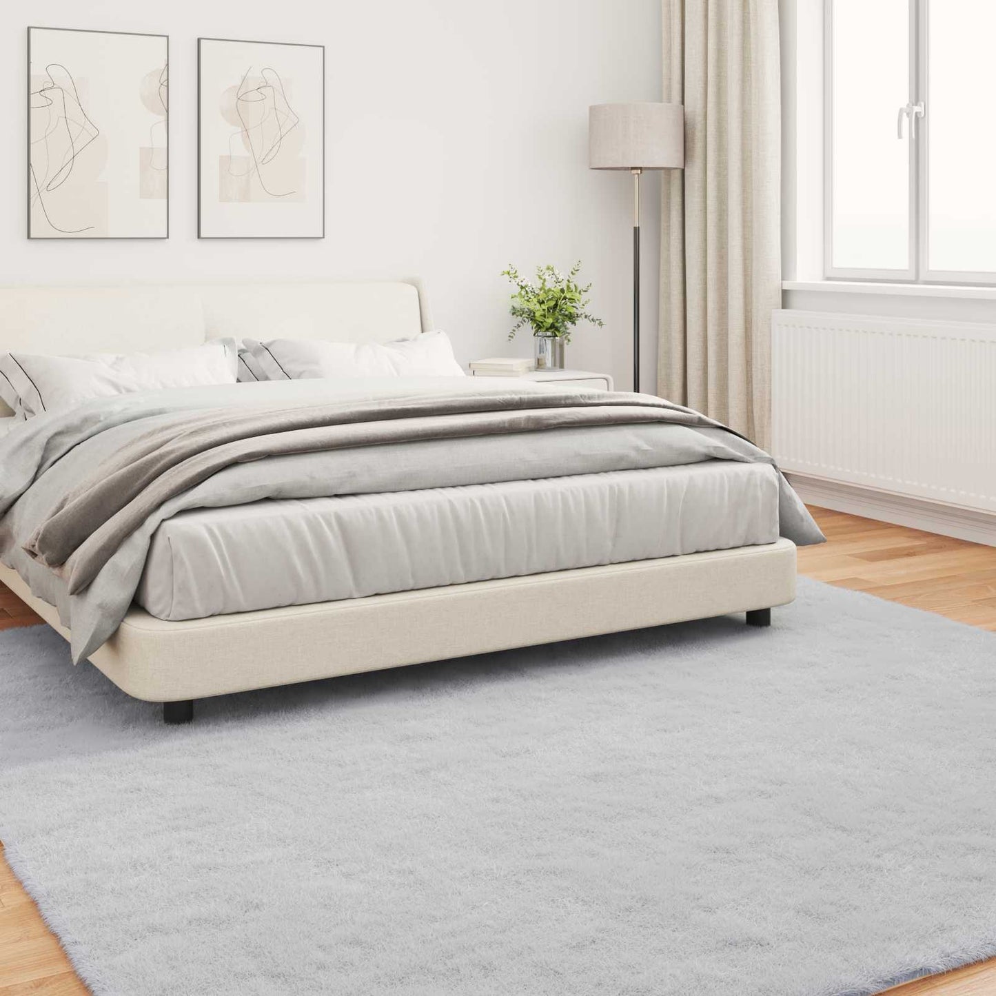Anti-Slip Faux Rabbit Fur Rug OLITE Grey 200 x 200 cm Polyester