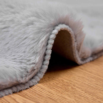 Anti-Slip Faux Rabbit Fur Rug OLITE Grey Ø 80 cm Polyester