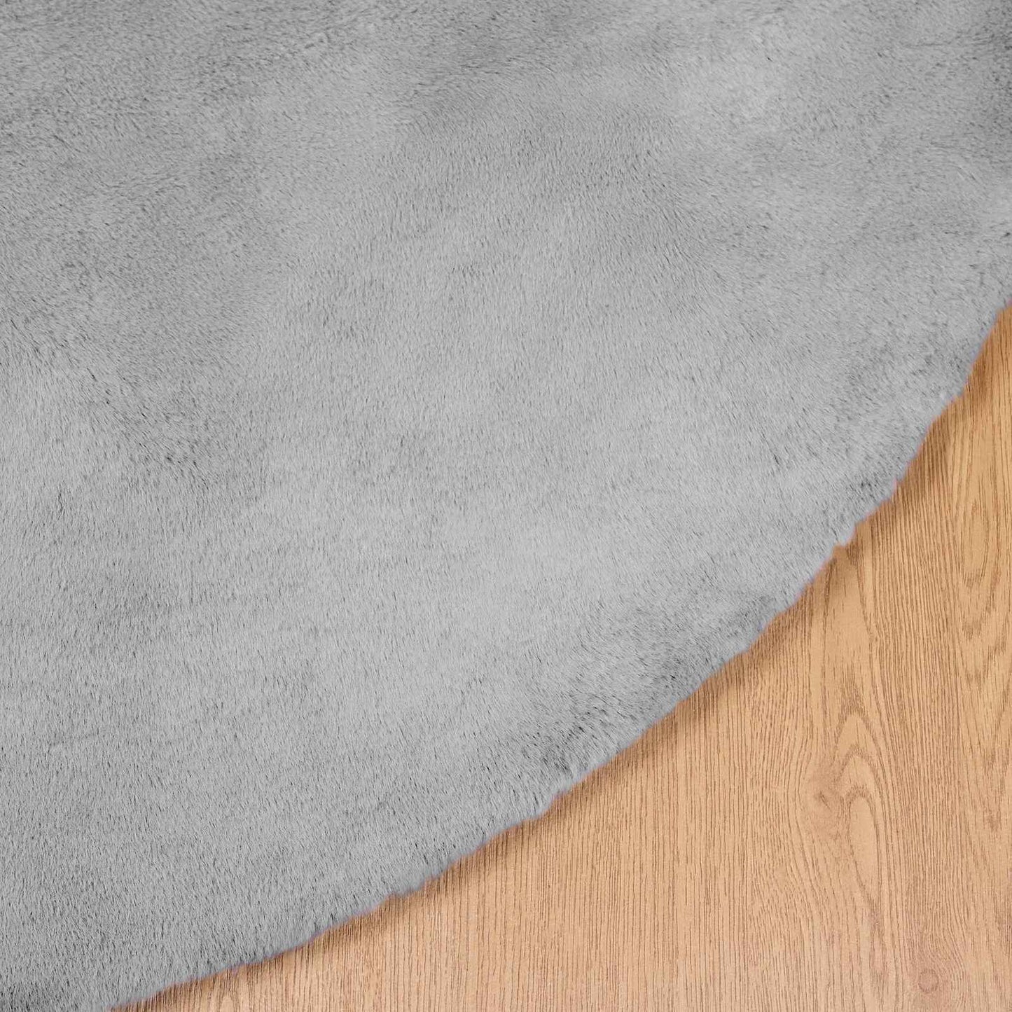 Anti-Slip Faux Rabbit Fur Rug OLITE Grey Ø 120 cm Polyester