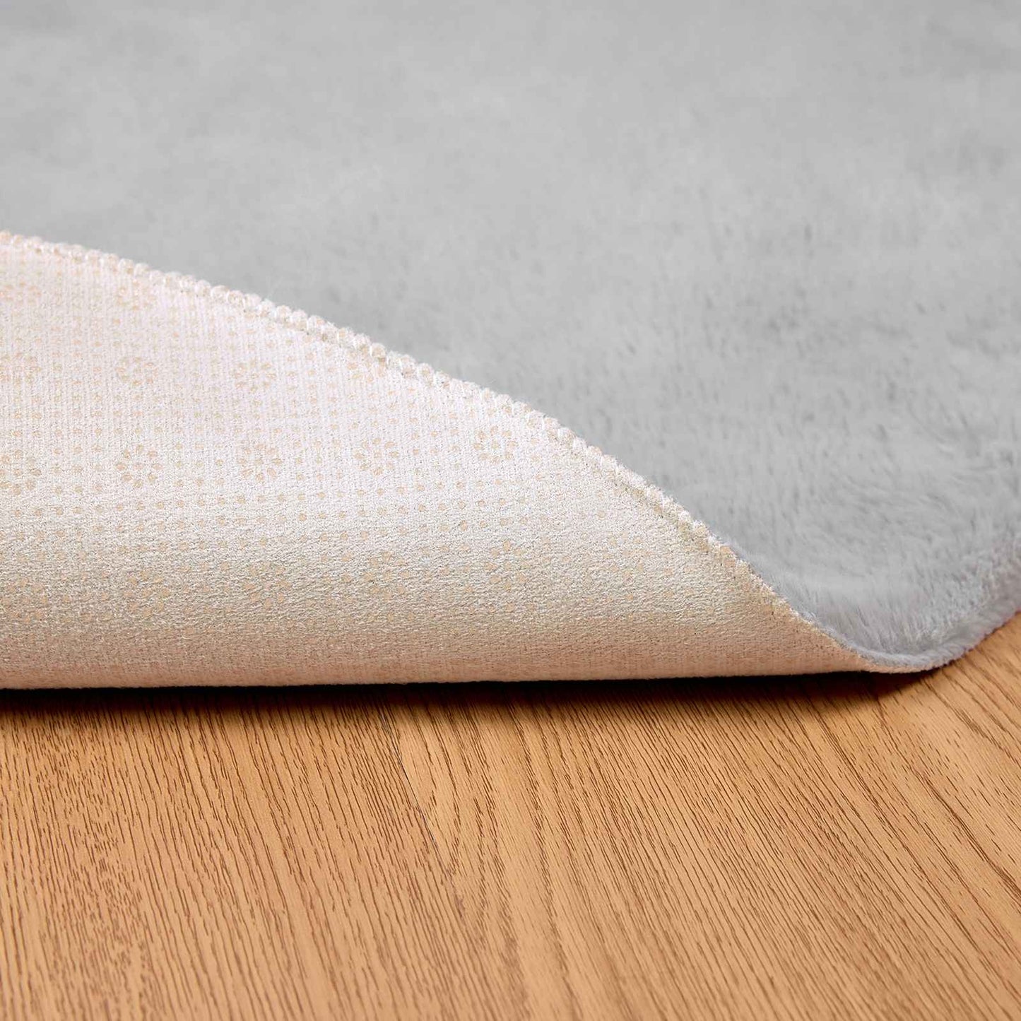 Anti-Slip Faux Rabbit Fur Rug OLITE Grey Ø 120 cm Polyester