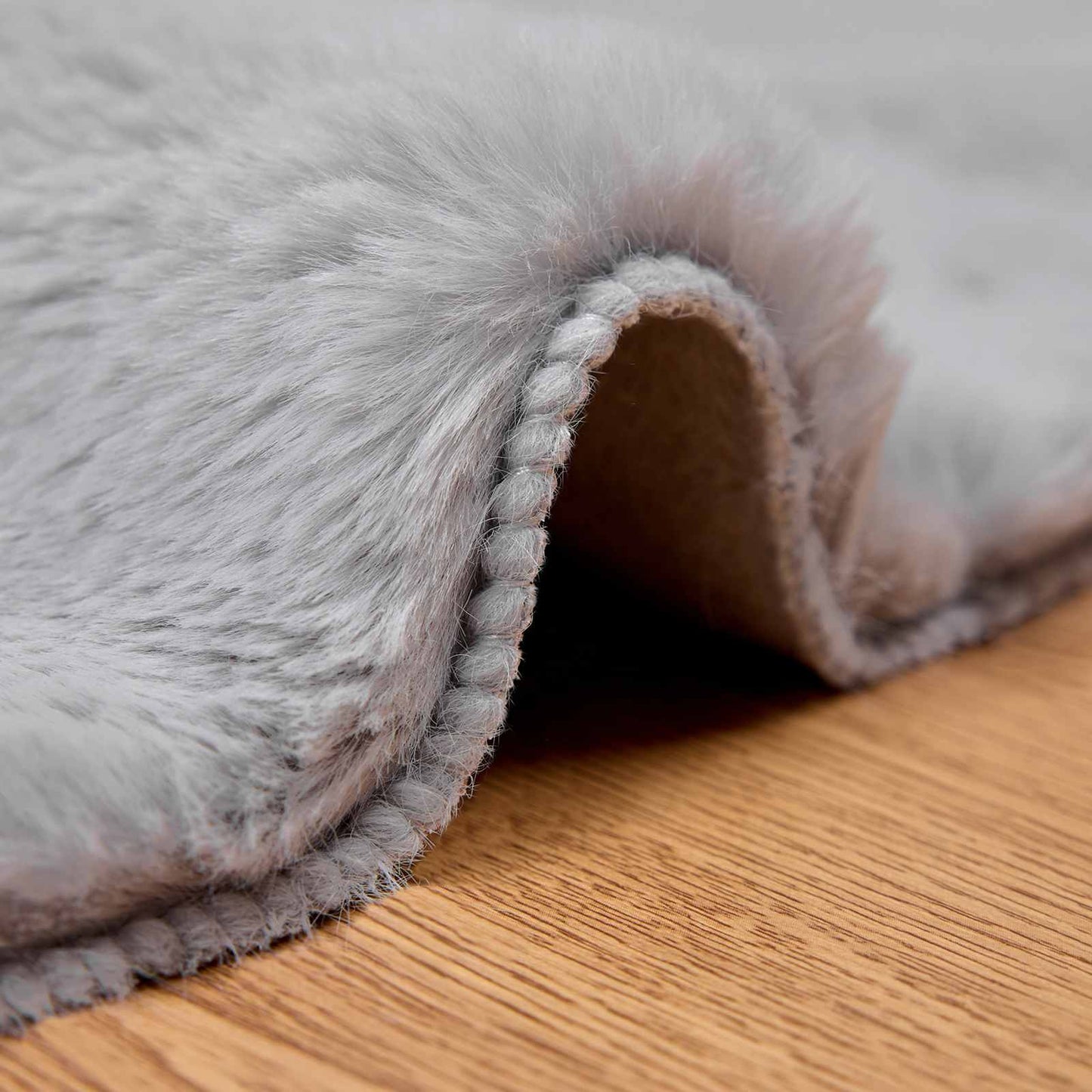 Anti-Slip Faux Rabbit Fur Rug OLITE Grey Ø 160 cm Polyester