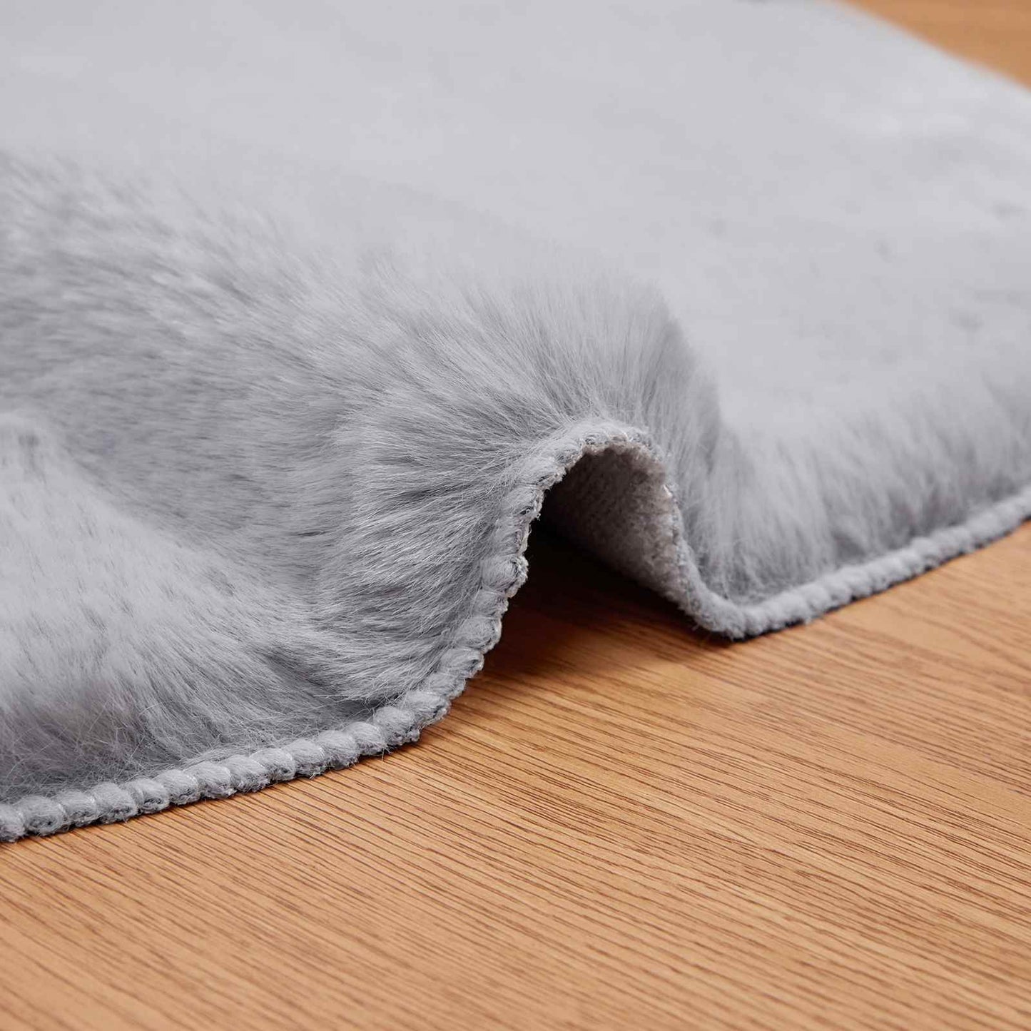 Anti-Slip Faux Rabbit Fur Rug OLITE Grey 80 x 120 cm Polyester