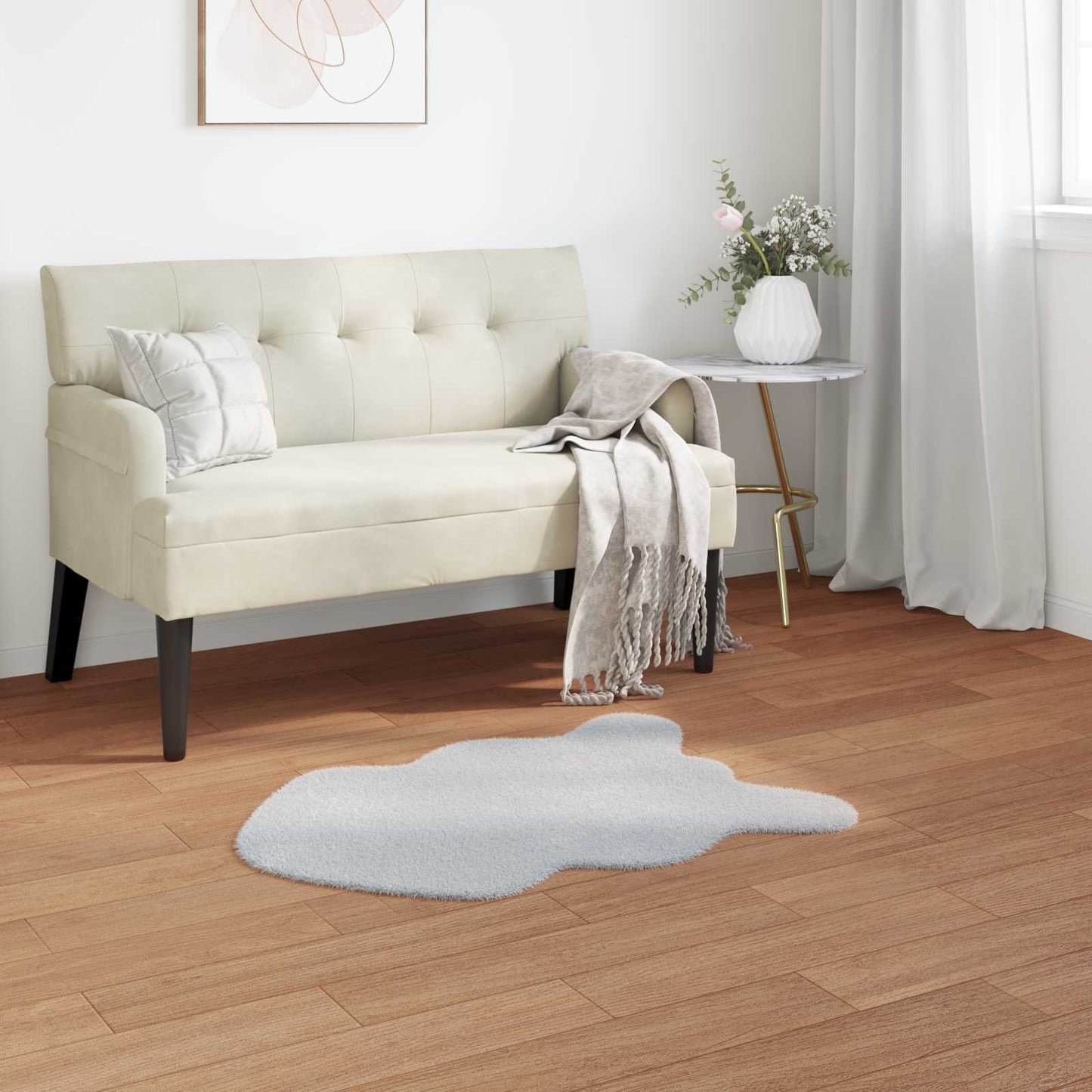 Anti-Slip Faux Rabbit Fur Rug OLITE Grey 80 x 120 cm Polyester