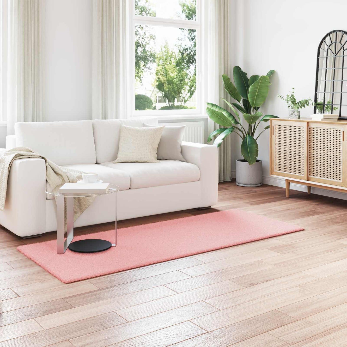 Anti-Slip Faux Rabbit Fur Rug OLITE Pink 80 x 200 cm Polyester