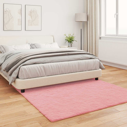 Anti-Slip Faux Rabbit Fur Rug OLITE Pink 120 x 120 cm Polyester