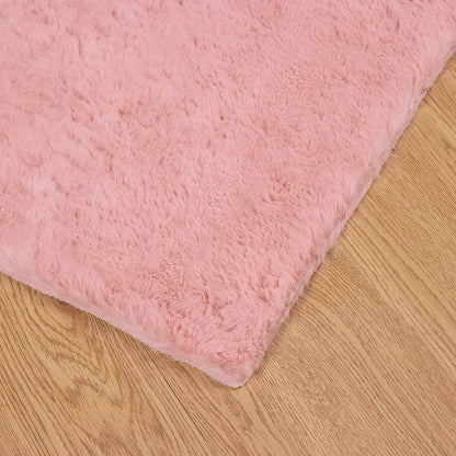 Anti-Slip Faux Rabbit Fur Rug OLITE Pink 160 x 160 cm Polyester