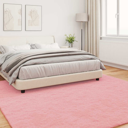 Anti-Slip Faux Rabbit Fur Rug OLITE Pink 200 x 200 cm Polyester
