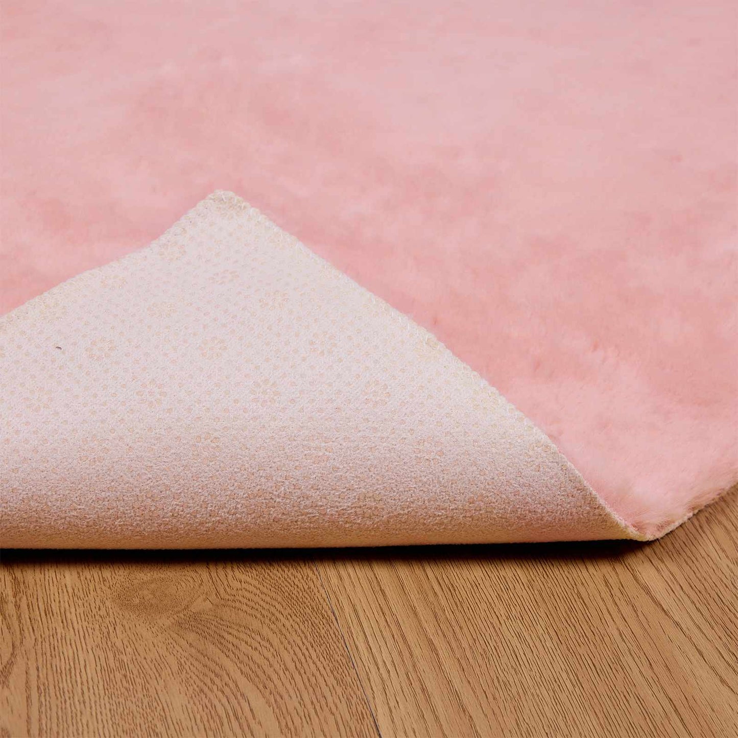 Anti-Slip Faux Rabbit Fur Rug OLITE Pink 240 x 240 cm Polyester
