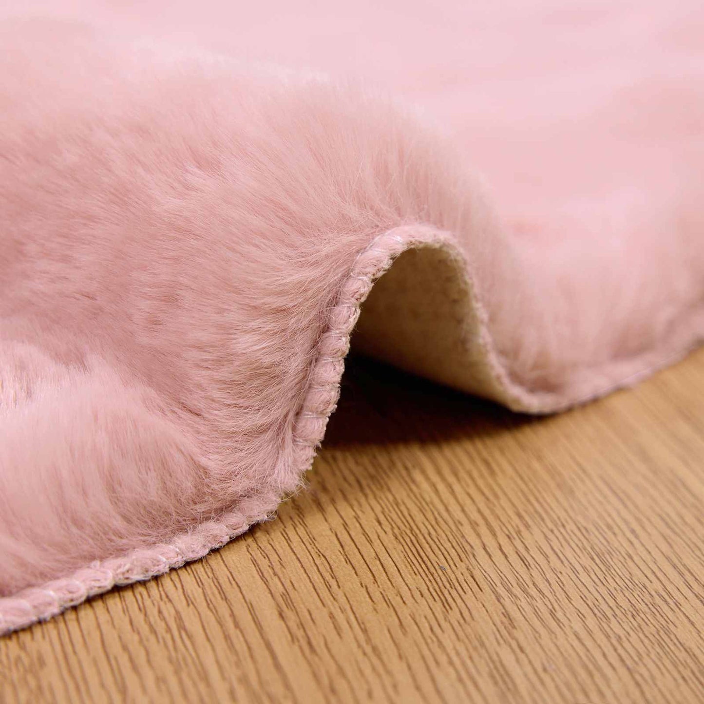 Anti-Slip Faux Rabbit Fur Rug OLITE Pink Ø 200 cm Polyester
