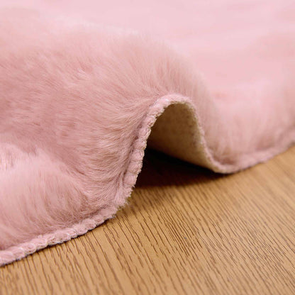 Anti-Slip Faux Rabbit Fur Rug OLITE Pink Ø 200 cm Polyester