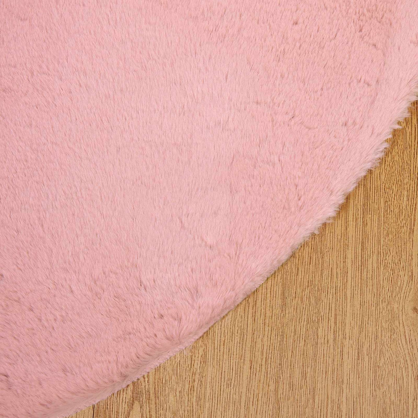 Anti-Slip Faux Rabbit Fur Rug OLITE Pink Ø 200 cm Polyester