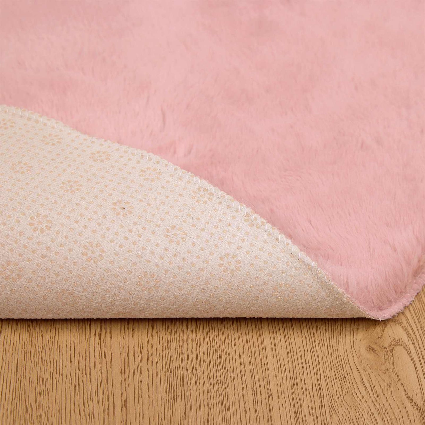 Anti-Slip Faux Rabbit Fur Rug OLITE Pink Ø 200 cm Polyester