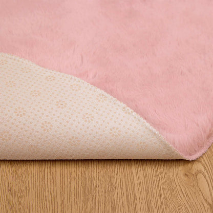 Anti-Slip Faux Rabbit Fur Rug OLITE Pink Ø 200 cm Polyester