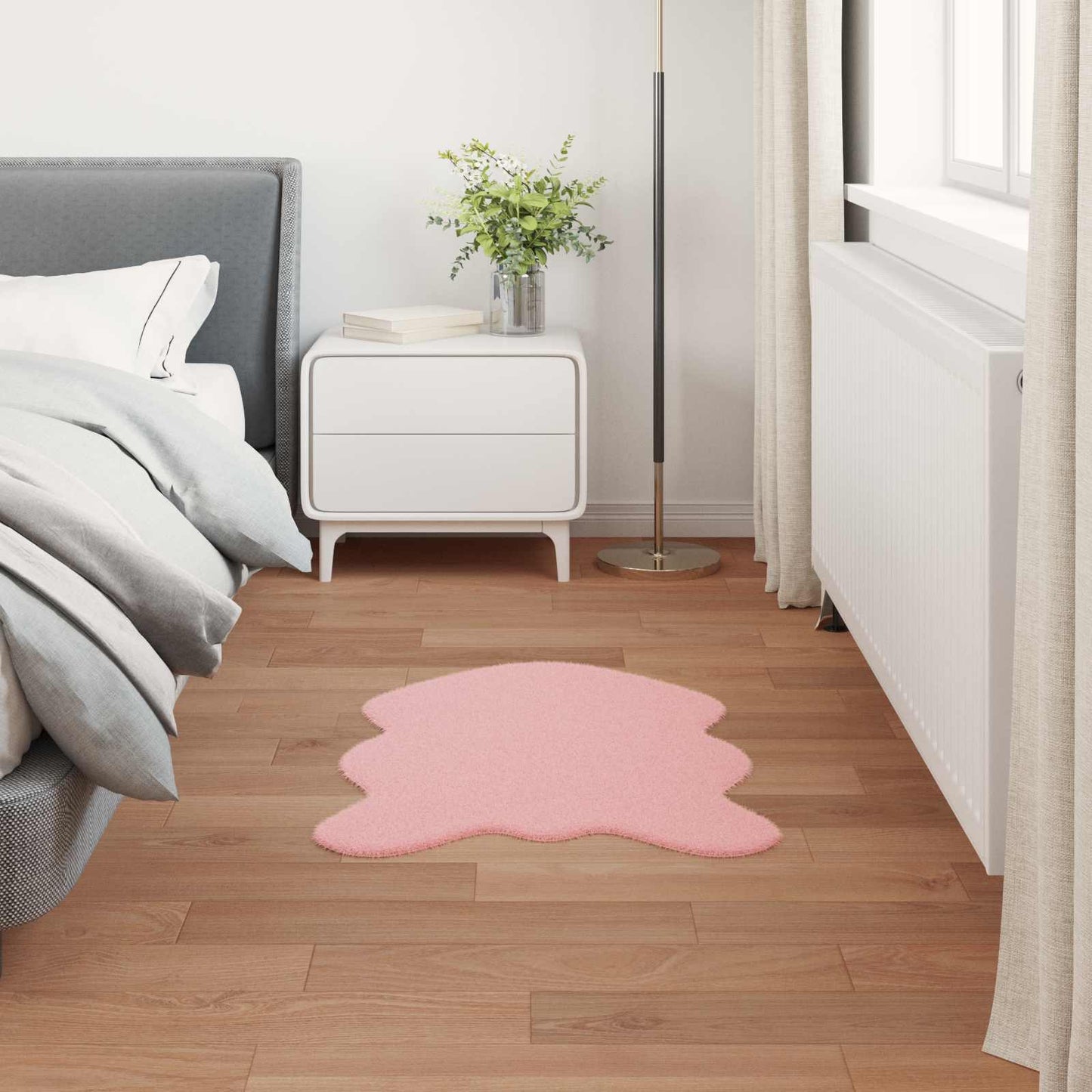 Anti-Slip Faux Rabbit Fur Rug OLITE Pink 50 x 80 cm Polyester
