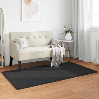 Anti-Slip Faux Rabbit Fur Rug OLITE Black 60 x 110 cm Polyester