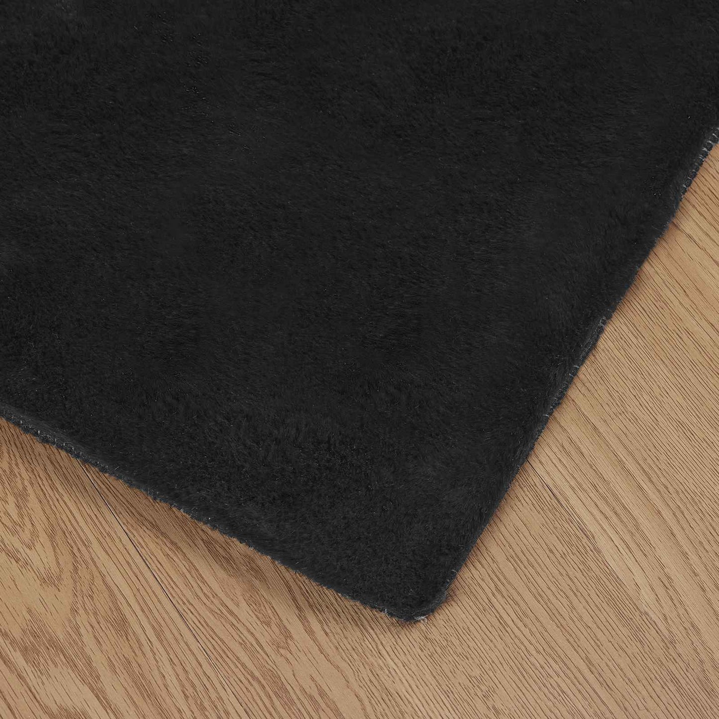 Anti-Slip Faux Rabbit Fur Rug OLITE Black 140 x 200 cm