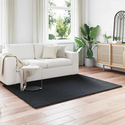 Anti-Slip Faux Rabbit Fur Rug OLITE Black 160 x 230 cm