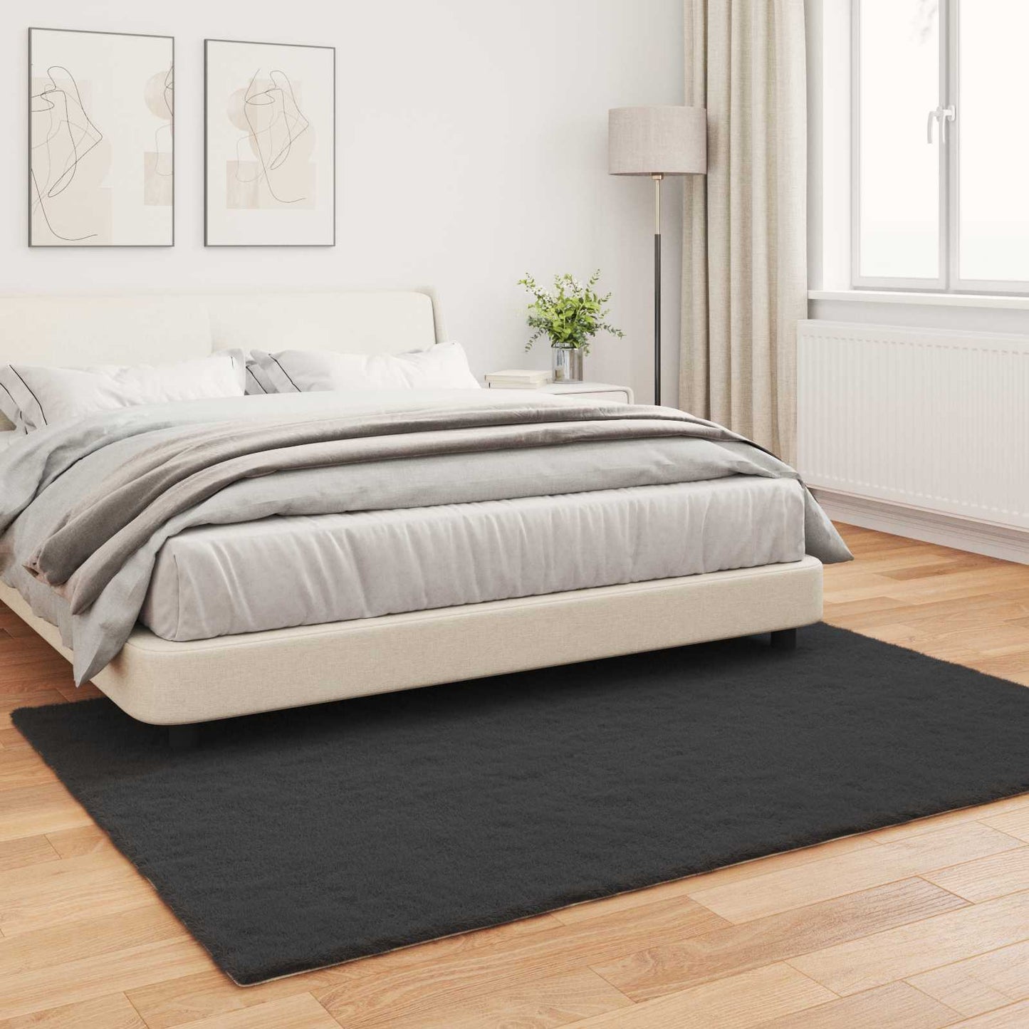 Anti-Slip Faux Rabbit Fur Rug OLITE Black 160 x 230 cm