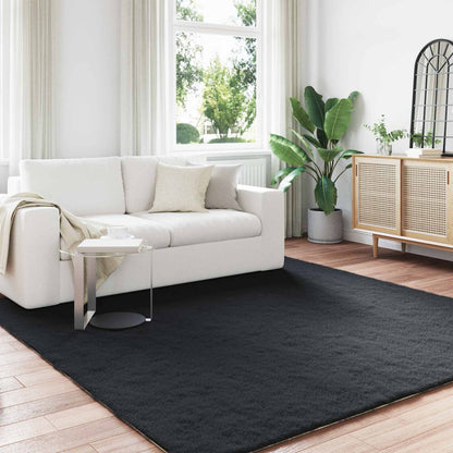 Anti-Slip Faux Rabbit Fur Rug OLITE Black 200 x 200 cm