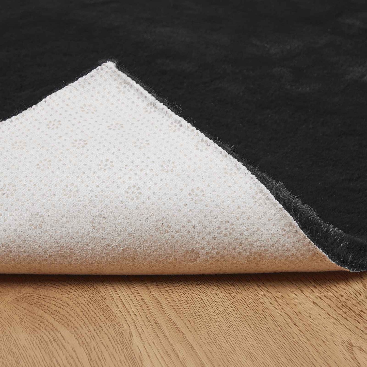 Anti-Slip Faux Rabbit Fur Rug OLITE Black 240 x 240 cm