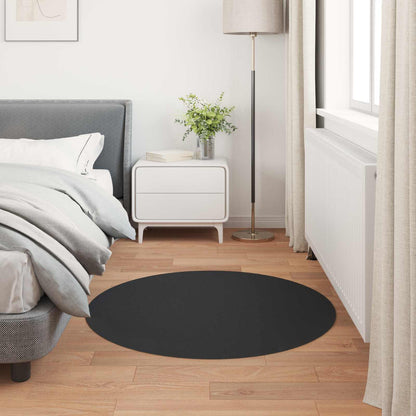 Anti-Slip Faux Rabbit Fur Rug OLITE Black Ø 80 cm Polyester