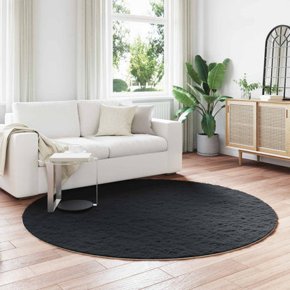 Anti-Slip Faux Rabbit Fur Rug OLITE Black Ø 160 cm Polyester