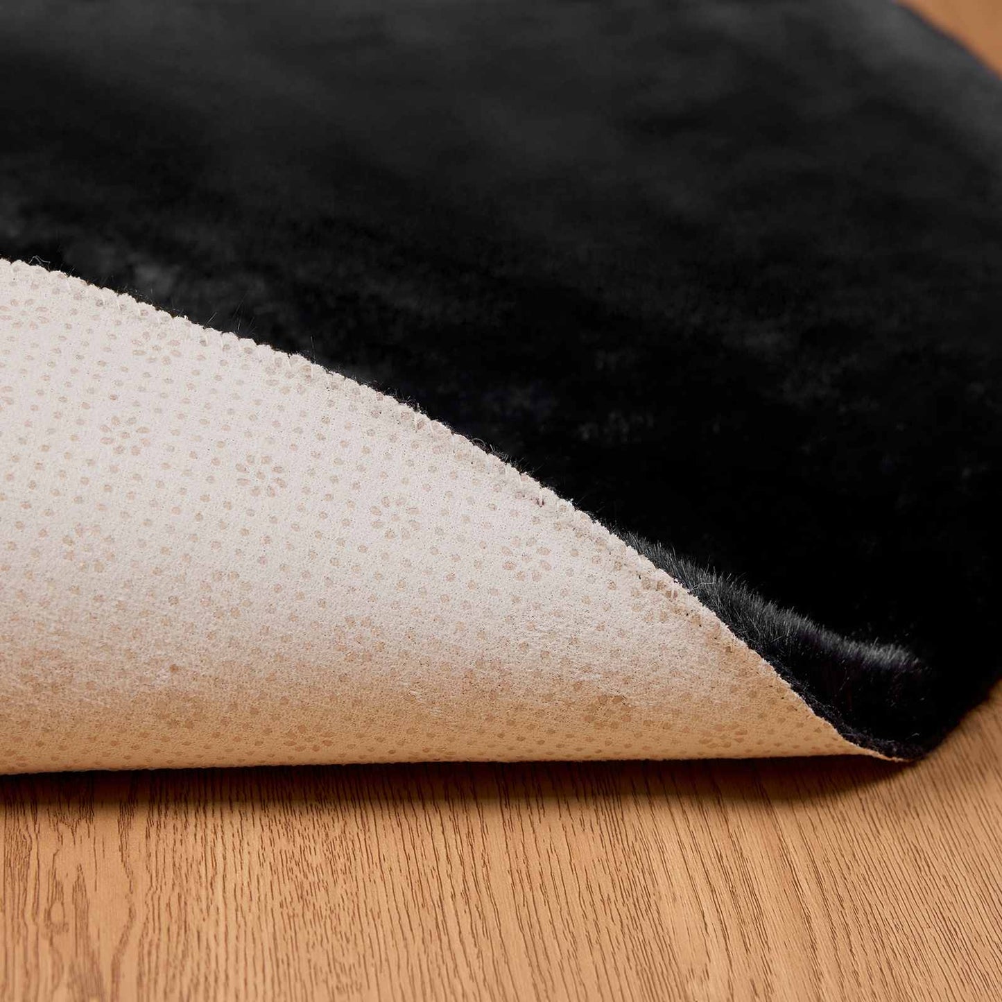 Anti-Slip Faux Rabbit Fur Rug OLITE Black Ø 200 cm Polyester