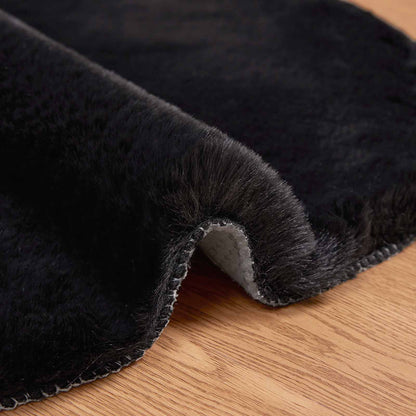 Anti-Slip Faux Rabbit Fur Rug OLITE Black 50 x 80 cm Polyester