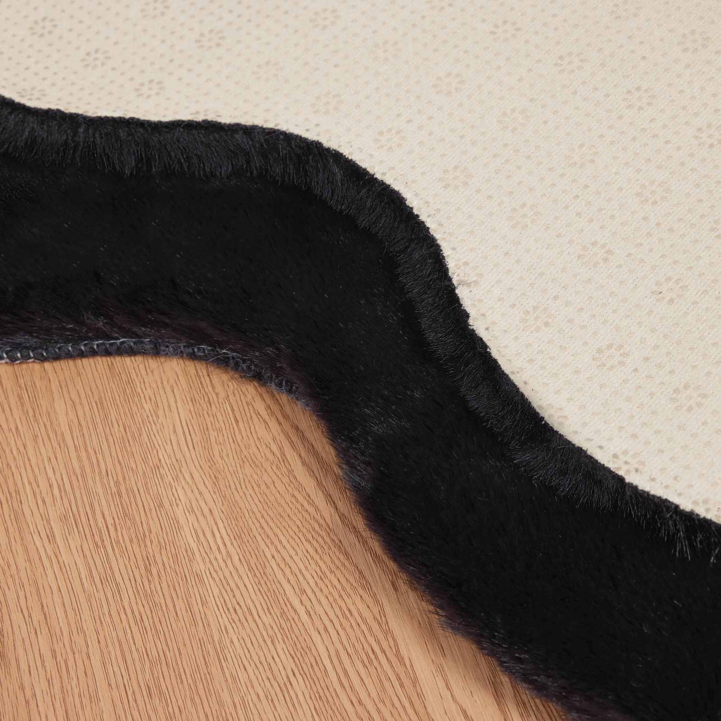 Anti-Slip Faux Rabbit Fur Rug OLITE Black 50 x 80 cm Polyester