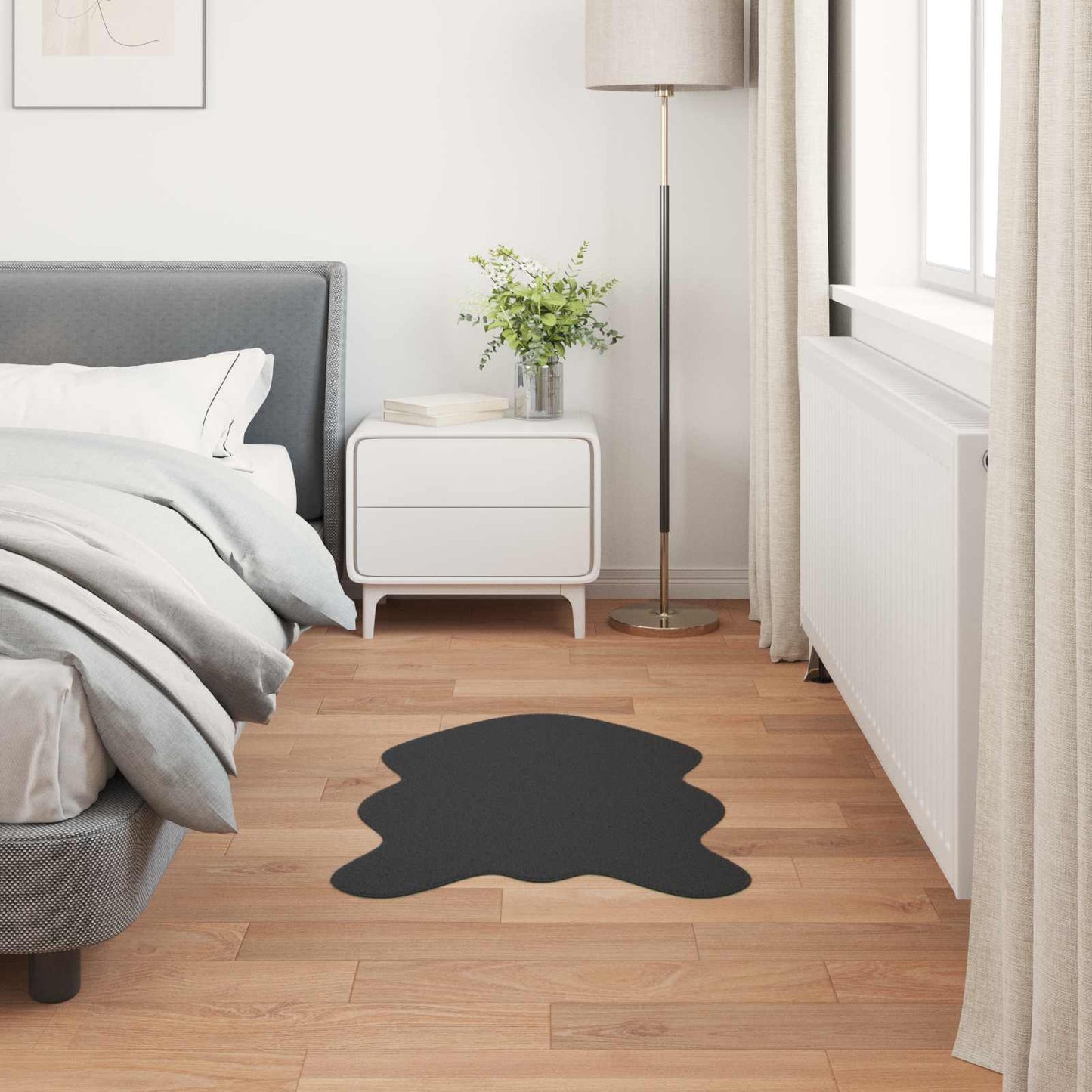 Anti-Slip Faux Rabbit Fur Rug OLITE Black 50 x 80 cm Polyester