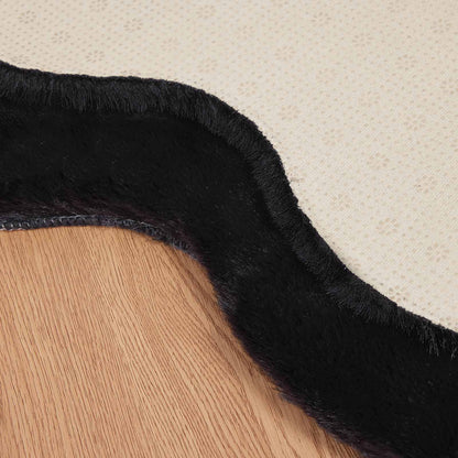 Anti-Slip Faux Rabbit Fur Rug OLITE Black 60 x 90 cm Polyester