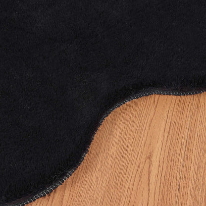 Anti-Slip Faux Rabbit Fur Rug OLITE Black 60 x 90 cm Polyester