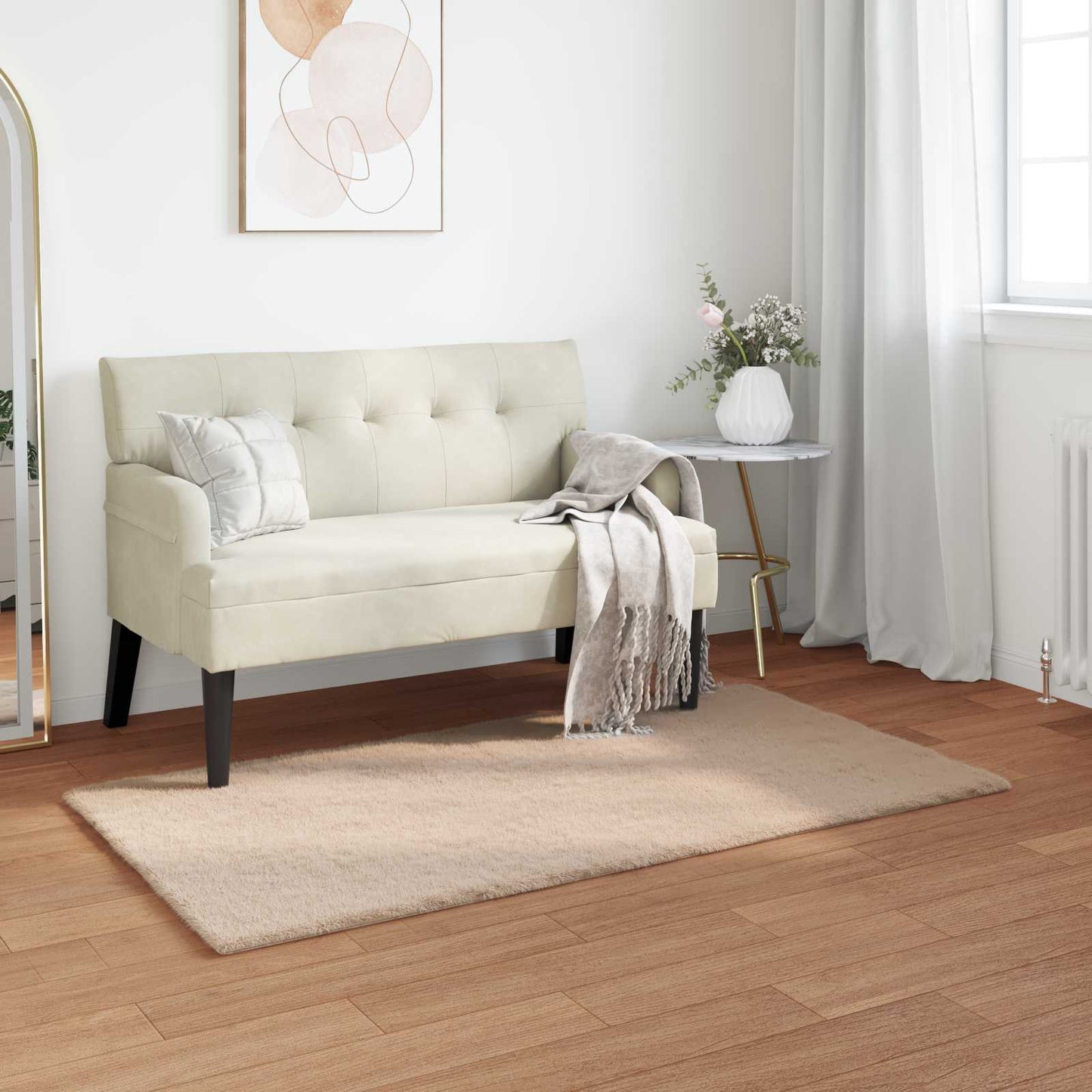 Anti-Slip Faux Rabbit Fur Rug OLITE Taupe 60 x 110 cm Polyester