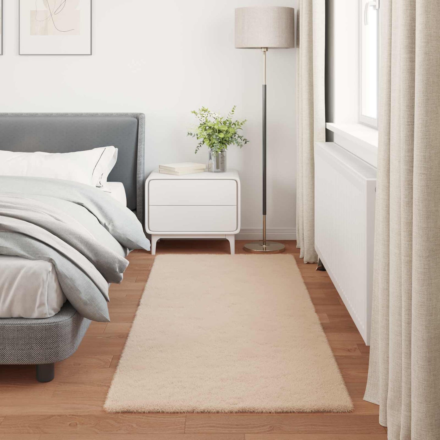 Anti-Slip Faux Rabbit Fur Rug OLITE Taupe 100 x 200 cm