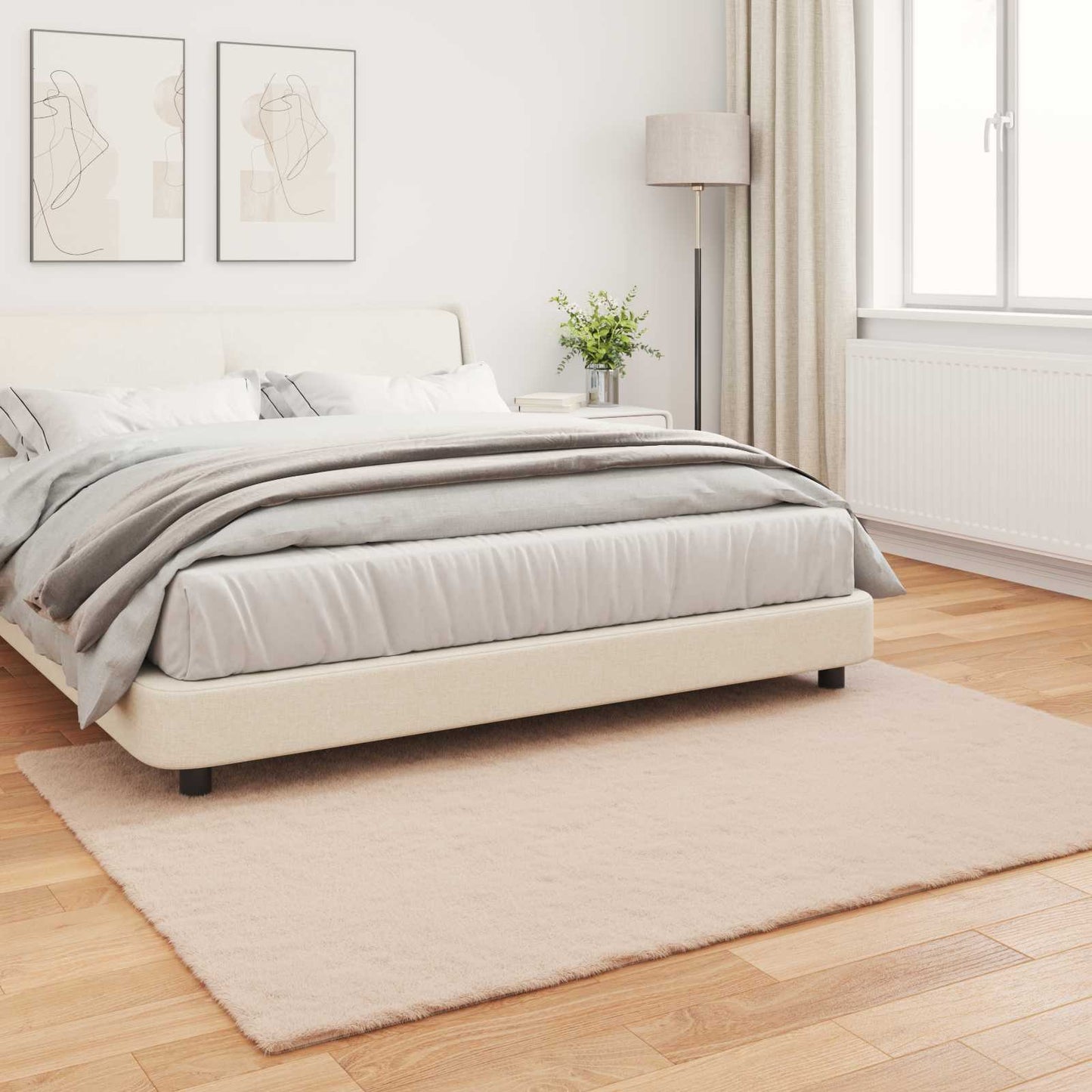 Anti-Slip Faux Rabbit Fur Rug OLITE Taupe 120 x 170 cm