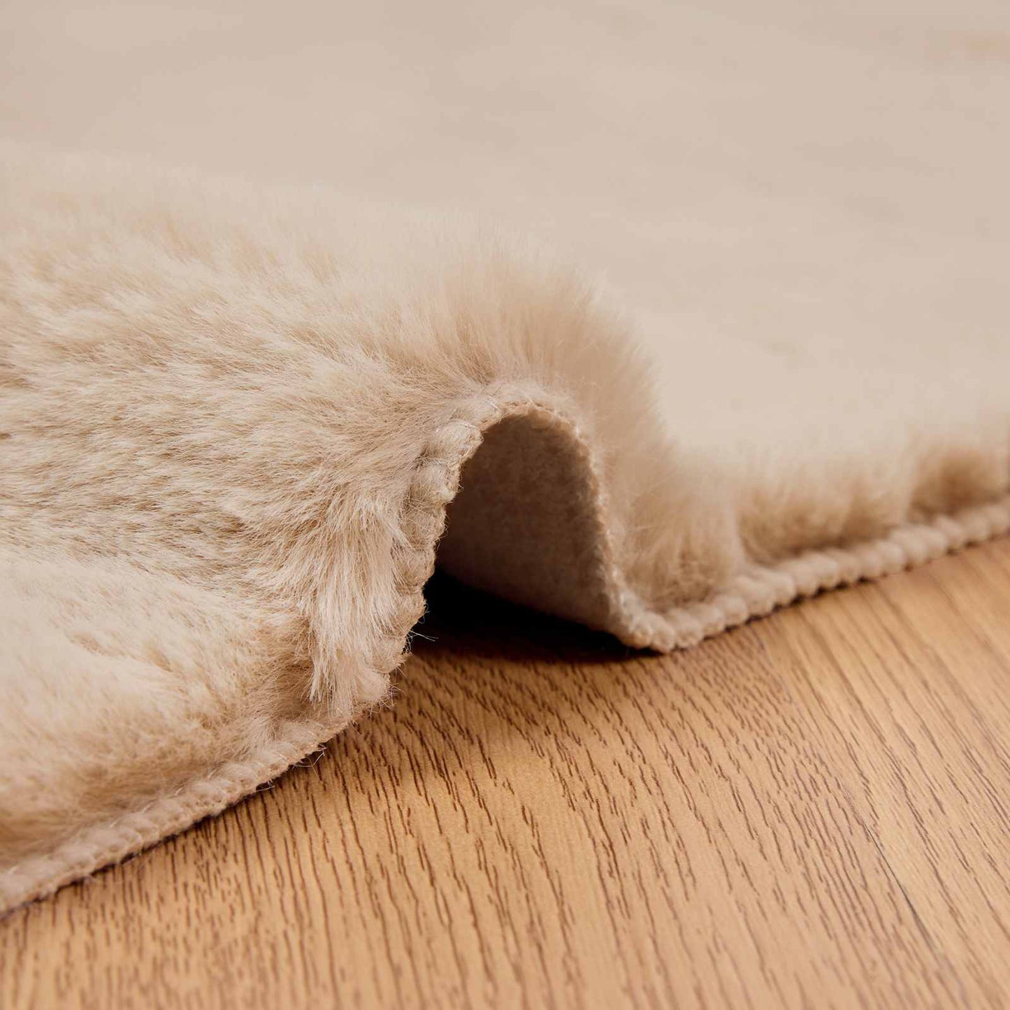 Anti-Slip Faux Rabbit Fur Rug OLITE Taupe 160 x 230 cm
