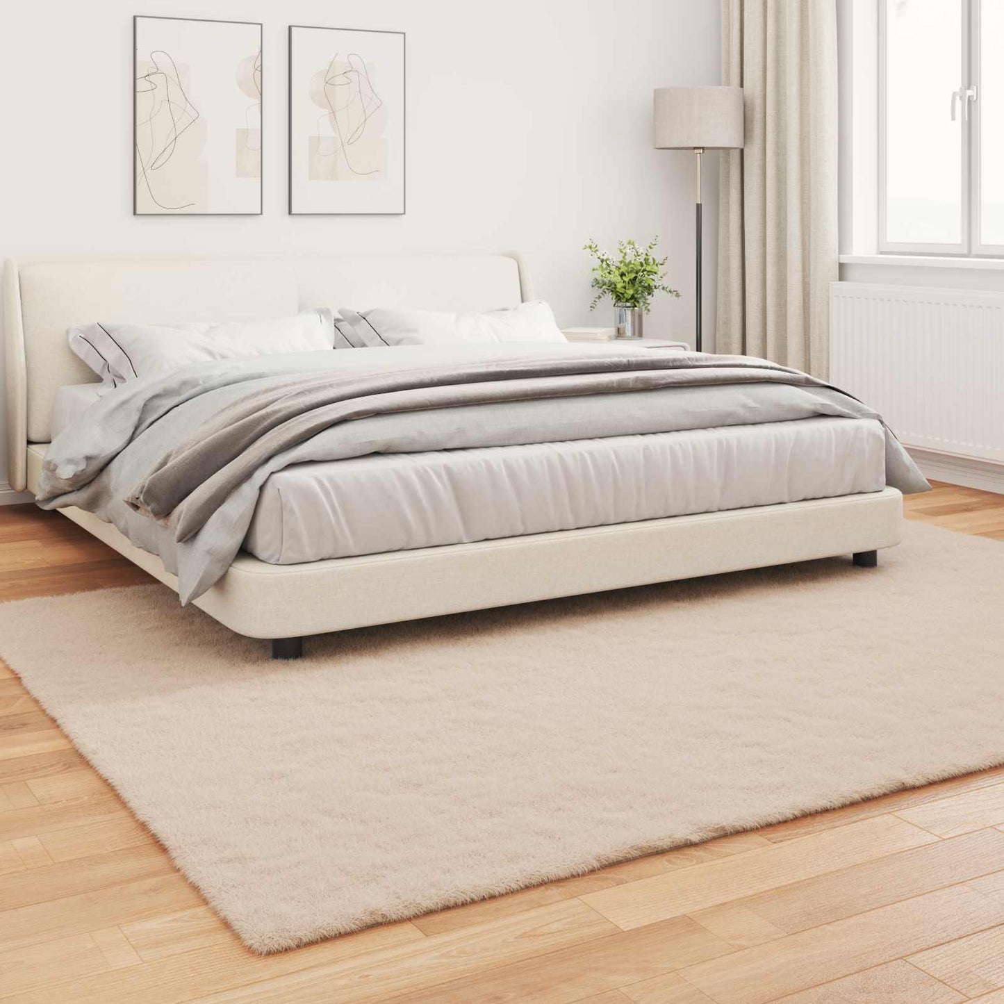 Anti-Slip Faux Rabbit Fur Rug OLITE Taupe 200 x 280 cm